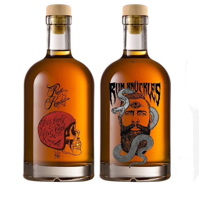 Illustrated Rum Bottle Duo
